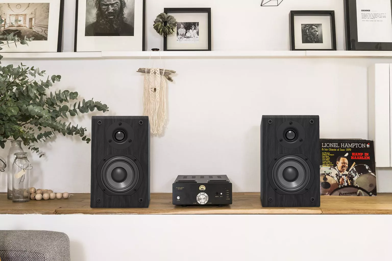 Passive Bookshelf Speakers, 75W x 2 Classic Wooden Near Field Monitors